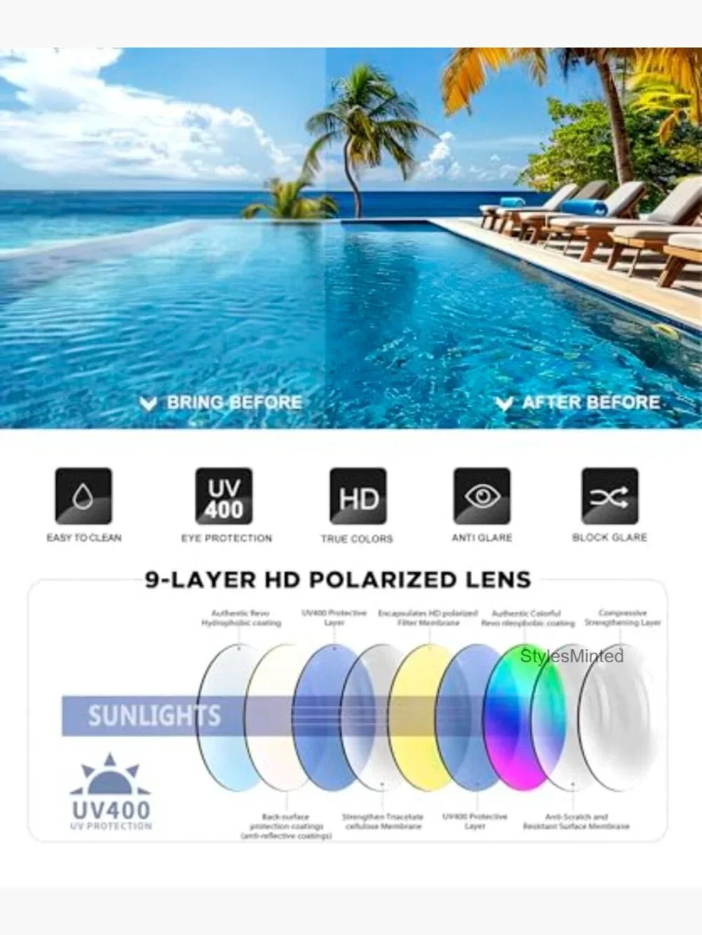 Fit-Over-Glasses Polarized Wrap-Around Sunglasses 3 Pack UV400 Protection Men